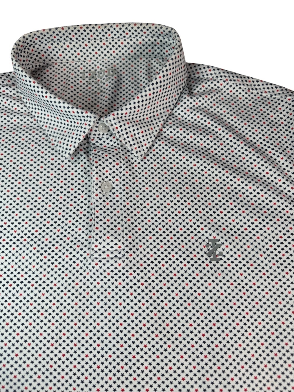 IZOD Golf Performance Stretch Polo Shirt Men’s XL Grey Star Print Athletic Tee - Picture 2 of 5